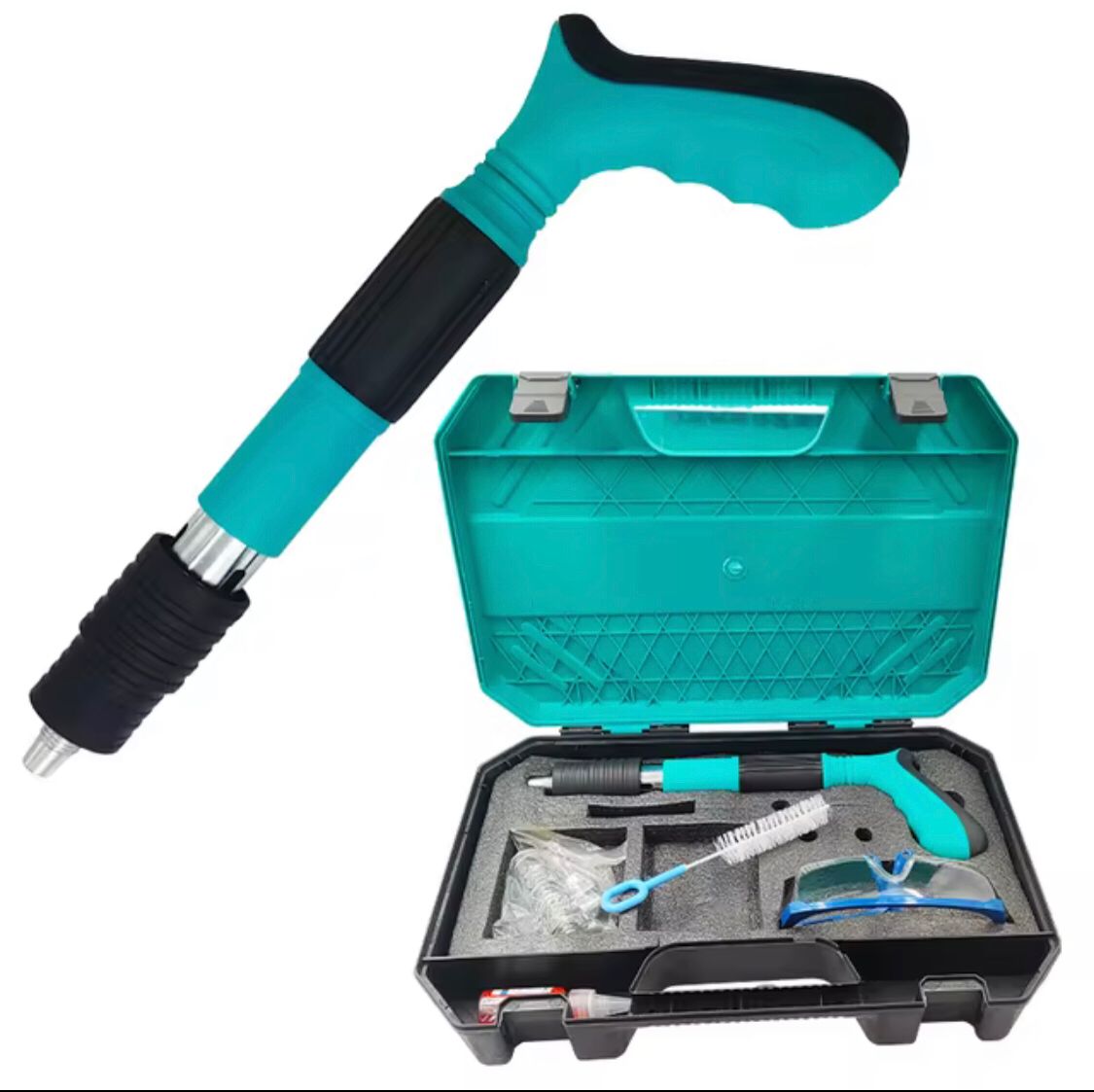 High Quality Small Mini Nail Gun Portable Cordless Small Silenced Gun Concrete Nail Gun,metal nail gun ,good for fixing cctv cameras ..outdoor job ,with 100pcs nail inside and protective glass