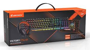 VICTORY CT4-01 4 in 1 pc gaming keyboard mouse gaming headset set rgb led backlit with mouse pad, ganing headphones, keyboard, for gamers.