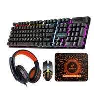 VICTORY CT4-01 4 in 1 pc gaming keyboard mouse gaming headset set rgb led backlit with mouse pad, ganing headphones, keyboard, for gamers.