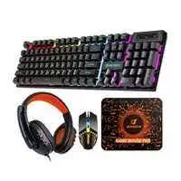 VICTORY CT4-01 4 in 1 pc gaming keyboard mouse gaming headset set rgb led backlit with mouse pad, ganing headphones, keyboard, for gamers.