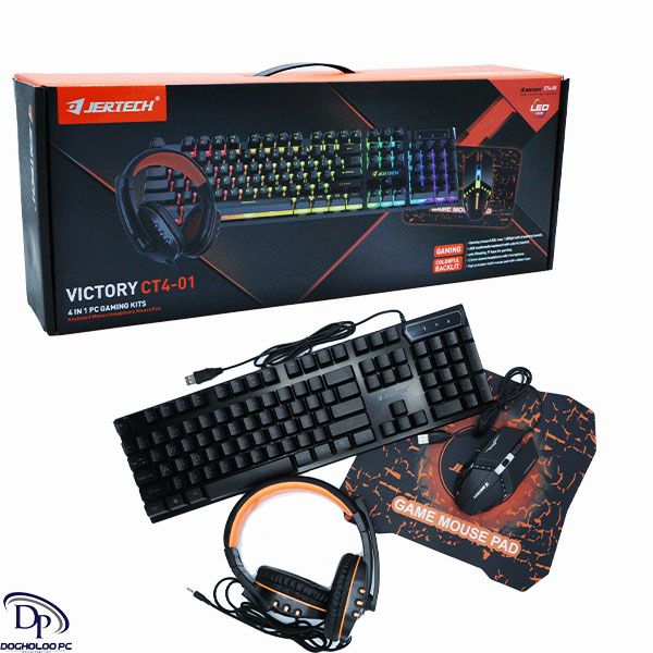 VICTORY CT4-01 4 in 1 pc gaming keyboard mouse gaming headset set rgb led backlit with mouse pad, ganing headphones, keyboard, for gamers.
