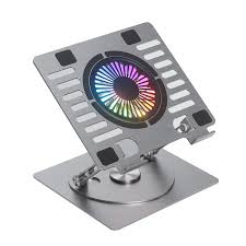 Laptop Stand With Fan  360 Rotating Base, Adjustable Height Up to 9", strong  Aluminum Laptop Riser Holder Computer Stand for Laptop 10 14 15 17 Inches