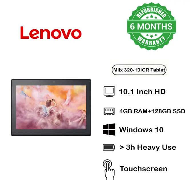 (4GB+128GB)Refurbishhed Lenovo Miix320-101CR Ideapad Tablet Intel ATOM x5-Z8350 4GB Ram 128GB SSD Storage 10.1''INCH windows 10,office 2016 , windows Tablet