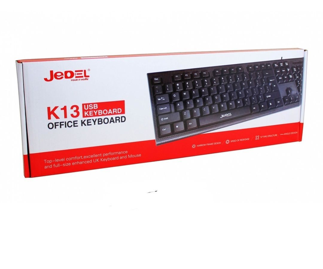 JEDEL K13 USB   Wired Keyboard ,usb Modern Full Size Layout keyboard, High-Quality Membrane Keyboard, full usb desktop keyboard ,k13 logitech keyboard