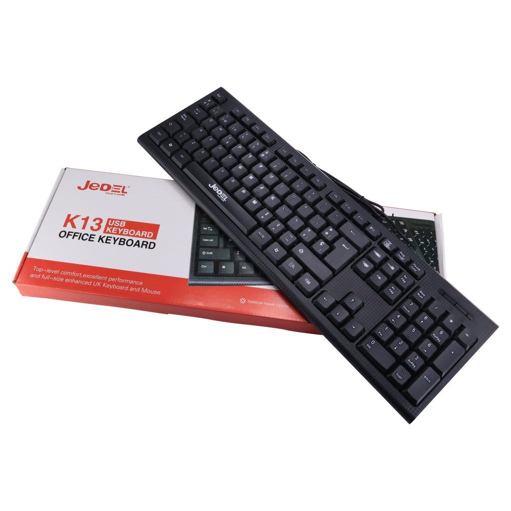 JEDEL K13 USB   Wired Keyboard ,usb Modern Full Size Layout keyboard, High-Quality Membrane Keyboard, full usb desktop keyboard ,k13 logitech keyboard