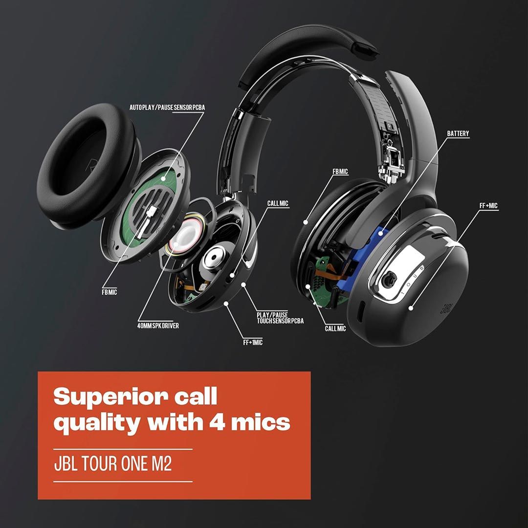 JBL Tour One M2 – Noise-Canceling Wireless Over-Ear Headphones with Spatial Sound (Black)