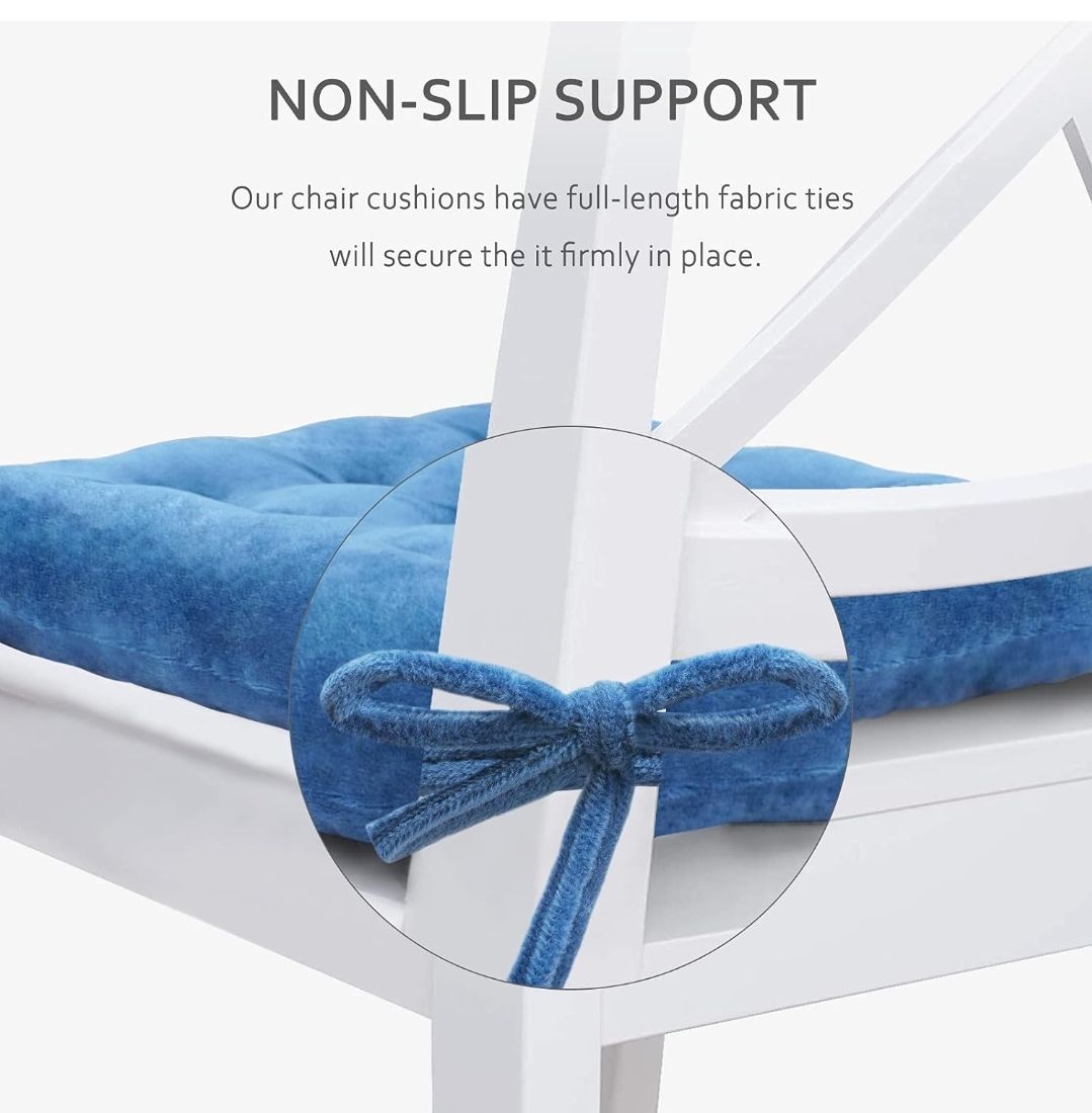 Set of 4 Square Chair Pads Indoor Seat Cushions Pillows with Ties Thick Soft Seat Cushion for Kitchen Dining Office Chair