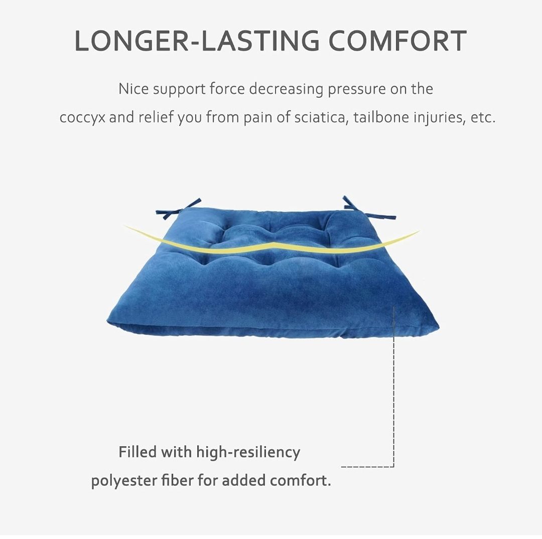 Set of 4 Square Chair Pads Indoor Seat Cushions Pillows with Ties Thick Soft Seat Cushion for Kitchen Dining Office Chair