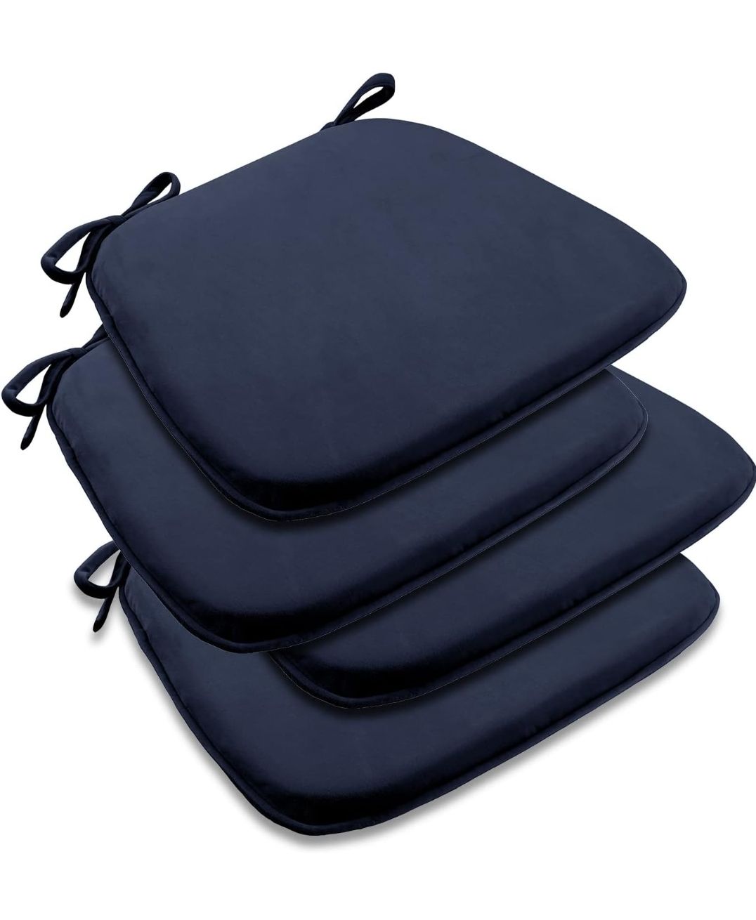 2Pcs Indoor Chair Cushions for Dining Chairs, Dutch Velvet Fabric Memory Foam Chair Pads with Ties for Kitchen, Dining Room and Bedroom, 17" X 16" X 1.5"