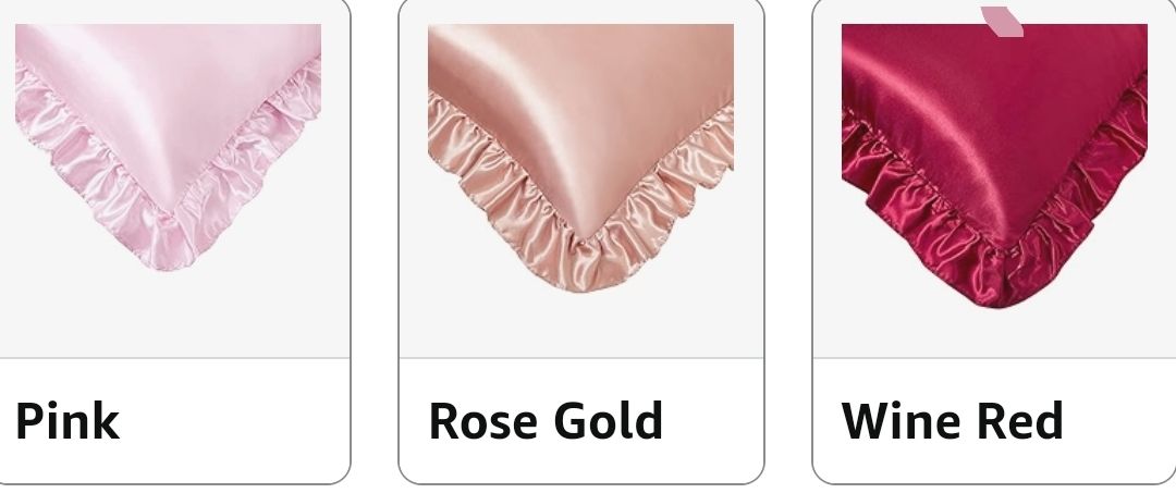 Silky Satin Ruffled Pillow Cases for Hair and Skin,Black Silk Pillowcases Queen Set of 2 with Envelope Closure Princess Room Decoration