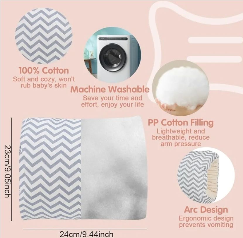 Cradle Arm Pillow Muslin Cotton Cradle Breastfeeding Pillow Arm Pillow Feeding Pillow Soft and Comfortable Head Support Pillow for Bottle Feeding Nursing
