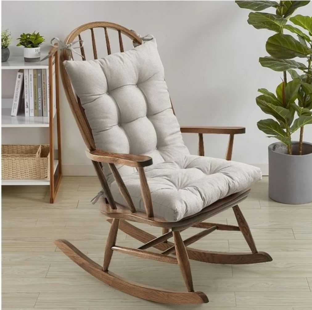 Rocking Chair Cushion Premium Tufted Pads Non Skid Slip Backed Set Of Upper And Lower With Ties.1 Count[2Pcs]