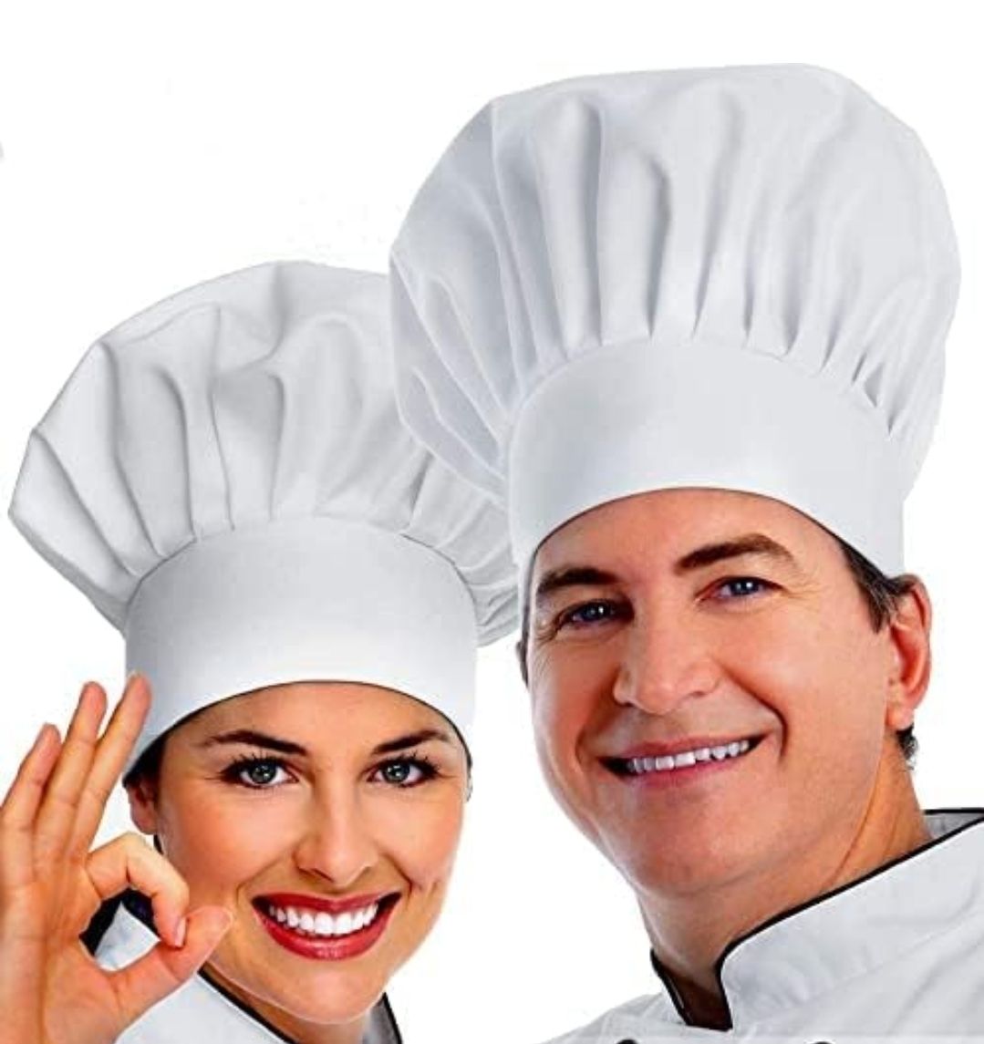 2PCS Adult Premium Adjustable Elastic Baker Kitchen Cooking Chef Cap /Chef hat.