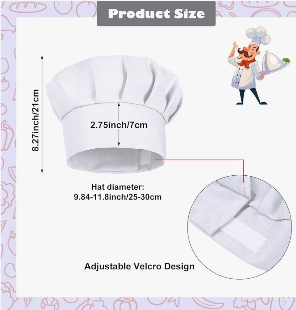 1PCS Adjustable Kids Chef Hat Chef Toques Cooking Baker Chef Cap for Aged 2-5