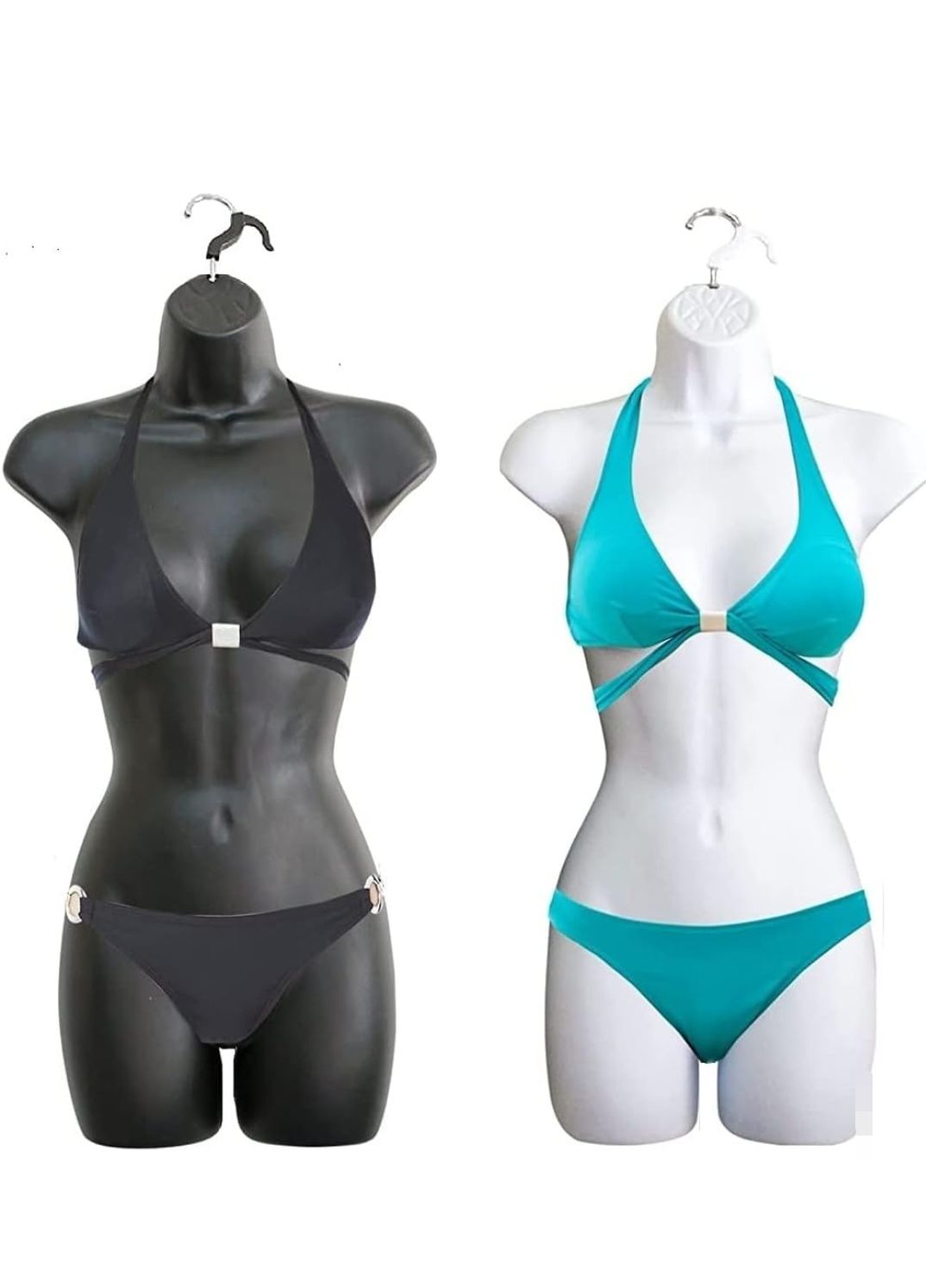 Female Molded Shatterproof Frosted Shapely Torso Form with Hook - Fits Women’s Sizes 5-10 - Hanging Fashion Form Mannequin to Display Top and Bottom Merchandise