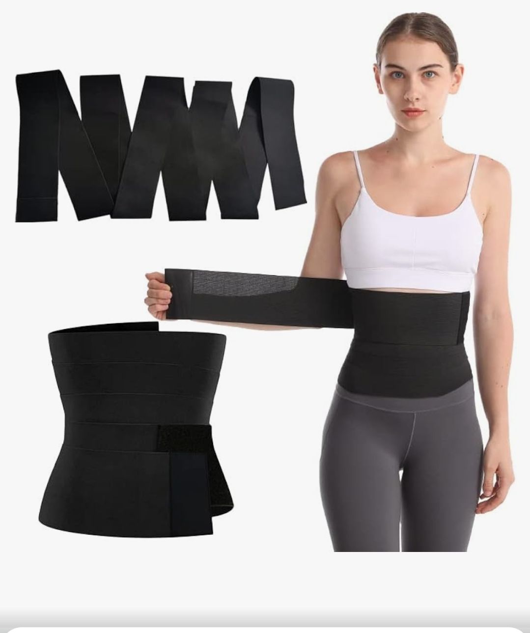 Waist Trainer Belt for Women Men - Waist Trimmer Weight Loss Ab Belt - Slimming Body Shaper Snatch Bandage Tummy Wrap - Workout Gym Sport Black