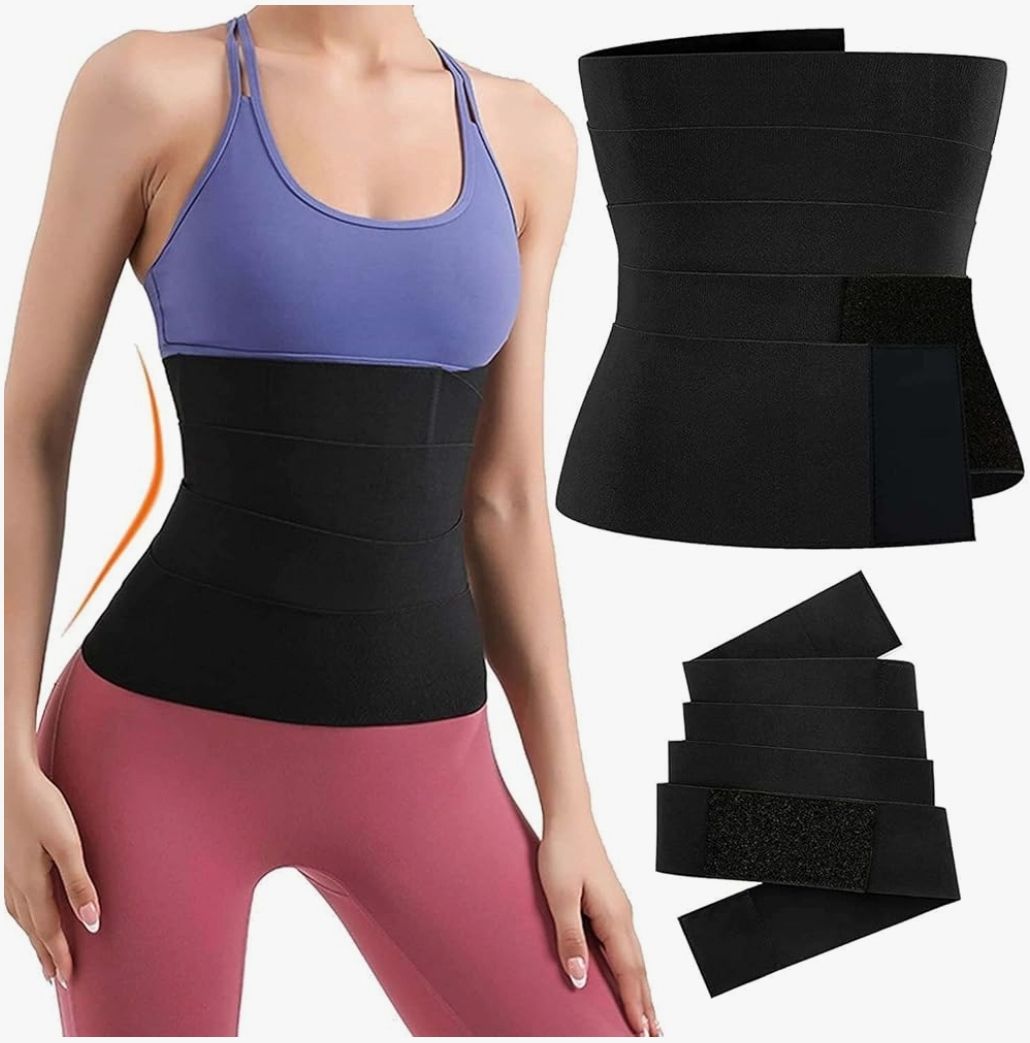 Waist Trainer Belt for Women Men - Waist Trimmer Weight Loss Ab Belt - Slimming Body Shaper Snatch Bandage Tummy Wrap - Workout Gym Sport Black