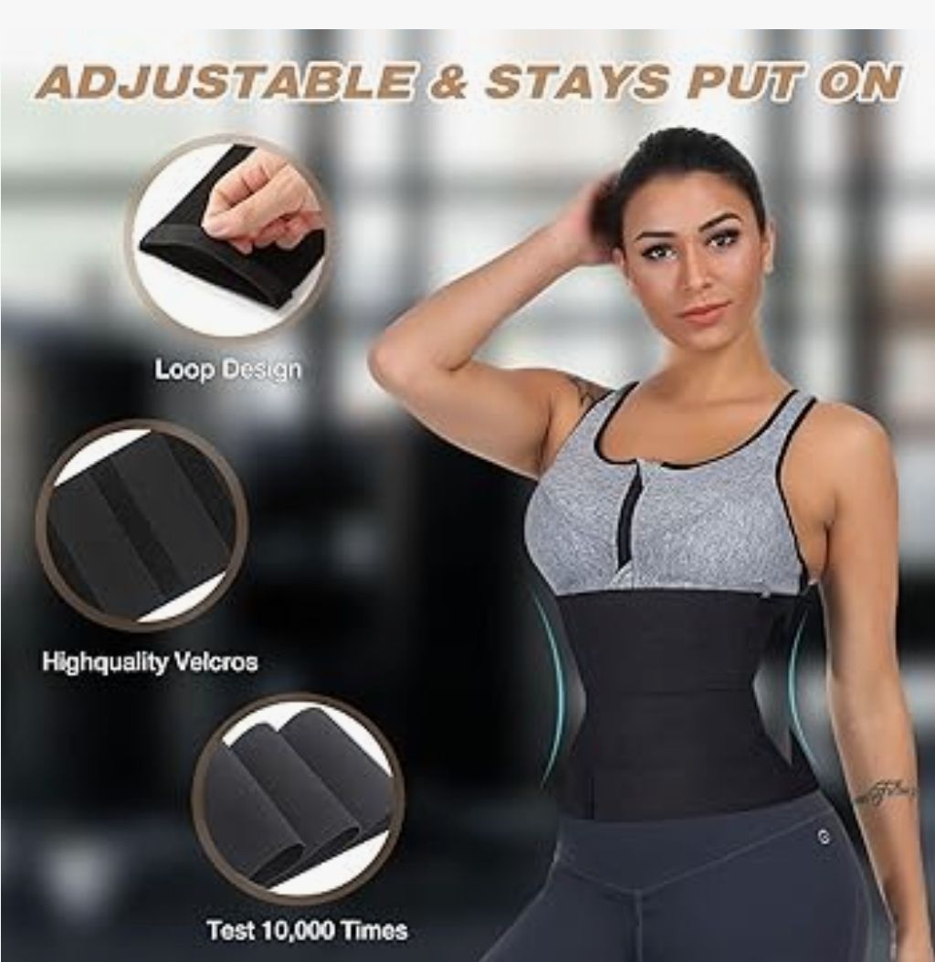 Waist Trainer Belt for Women Men - Waist Trimmer Weight Loss Ab Belt - Slimming Body Shaper Snatch Bandage Tummy Wrap - Workout Gym Sport Black