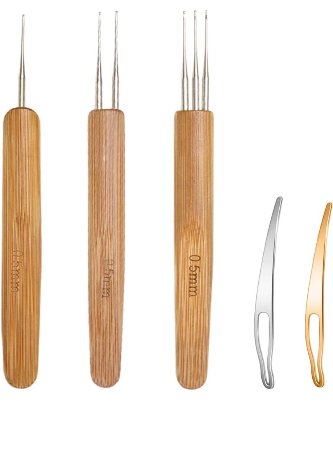 5 Pieces Dreadlock Crochet Hook Tool Kit Braid Hair Dreadlocks Needle Weaving Crochet for Braid Craft (0.5mm)