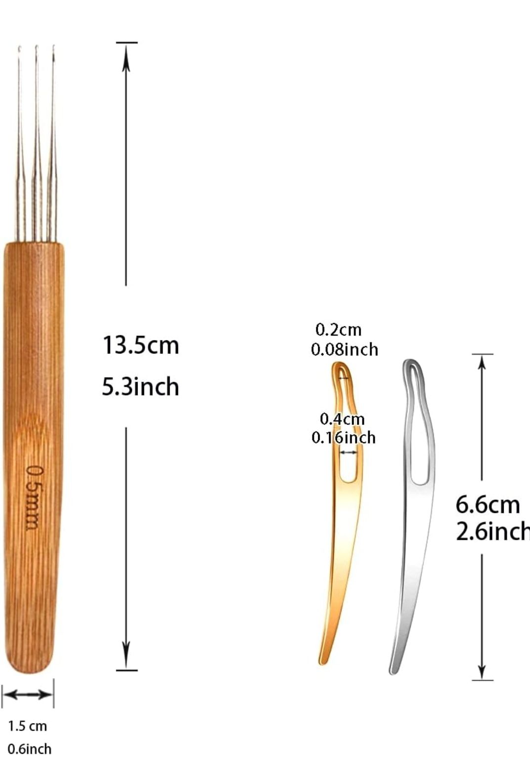 5 Pieces Dreadlock Crochet Hook Tool Kit Braid Hair Dreadlocks Needle Weaving Crochet for Braid Craft (0.5mm)