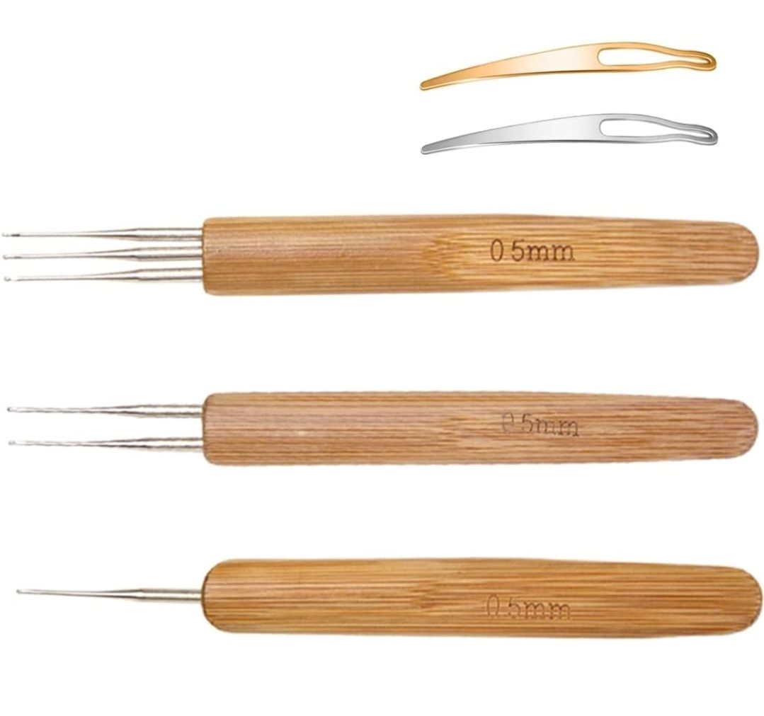 5 Pieces Dreadlock Crochet Hook Tool Kit Braid Hair Dreadlocks Needle Weaving Crochet for Braid Craft (0.5mm)