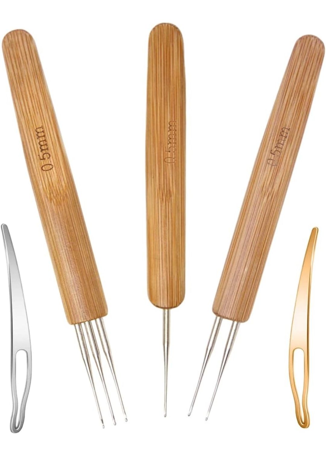 5 Pieces Dreadlock Crochet Hook Tool Kit Braid Hair Dreadlocks Needle Weaving Crochet for Braid Craft (0.5mm)