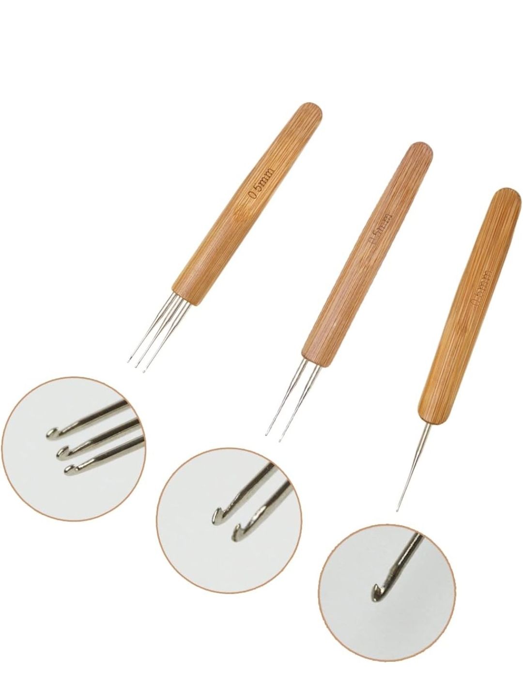 5 Pieces Dreadlock Crochet Hook Tool Kit Braid Hair Dreadlocks Needle Weaving Crochet for Braid Craft (0.5mm)