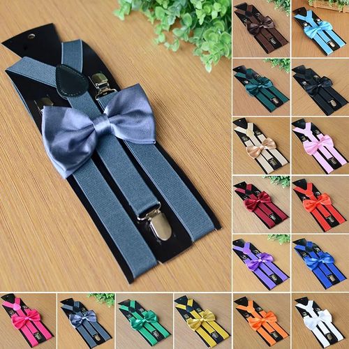 Classic Adjustable Suspender & Bowtie For Adults Unisex