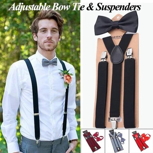Classic Adjustable Suspender & Bowtie For Adults Unisex