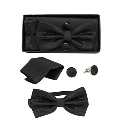 Exquisite Men's Bow Tie, Cufflinks & Pocket Square Set