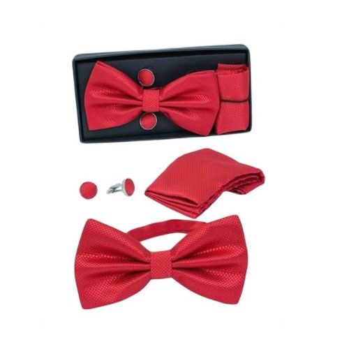 Exquisite Men's Bow Tie, Cufflinks & Pocket Square Set