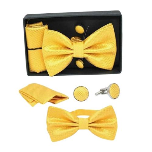Exquisite Men's Bow Tie, Cufflinks & Pocket Square Set