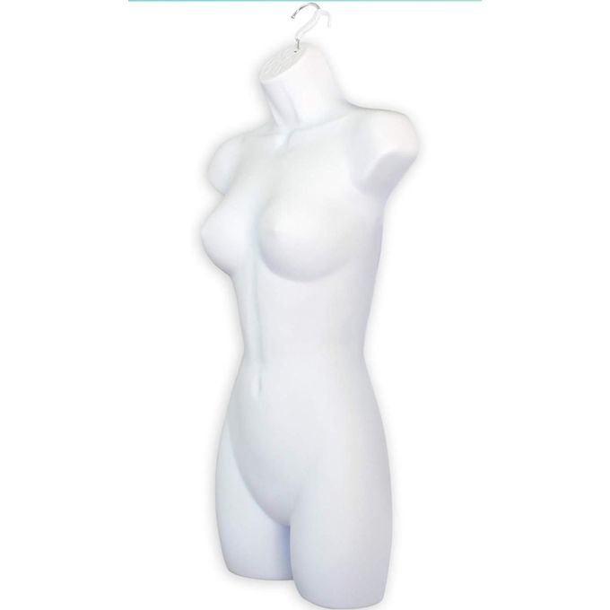 Female Dress Form Mannequin Hip Long Hollow Back Body Torso Set & Hanging Hook, S-M Sizes