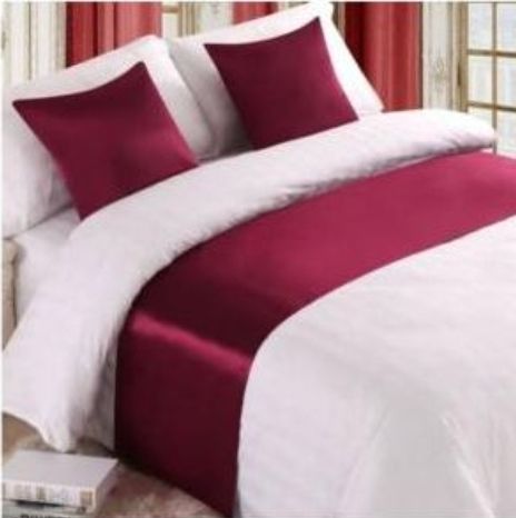 Satin Bed Runners With 2 Pieces Of Matching Cushion Covers-Size:King Size