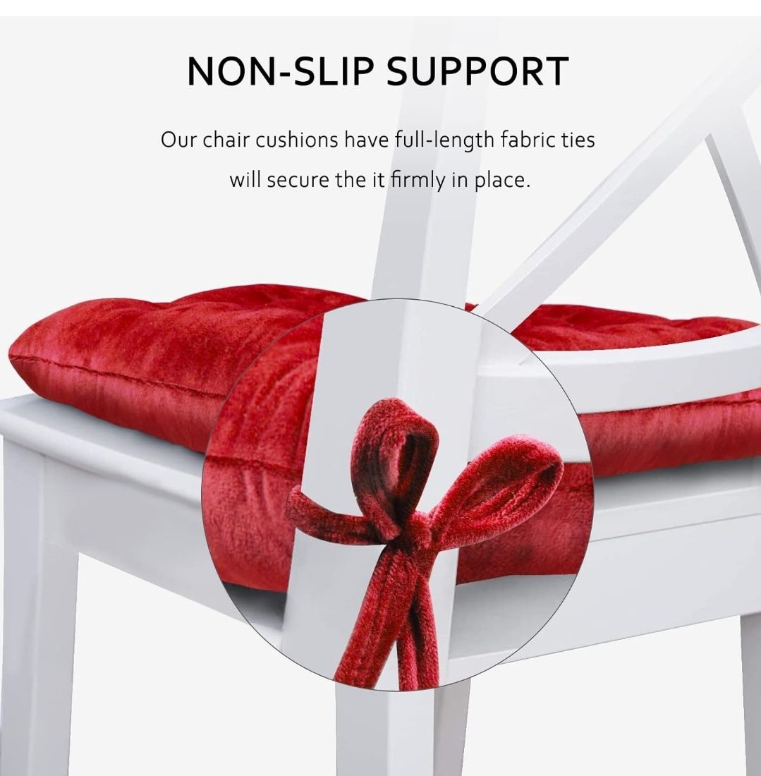 4 Pack Chair Cushions for Dining Chairs Chair Pads Cushion for Kitchen Office Tufted Square Seat Cushion with Ties (18x18inch)