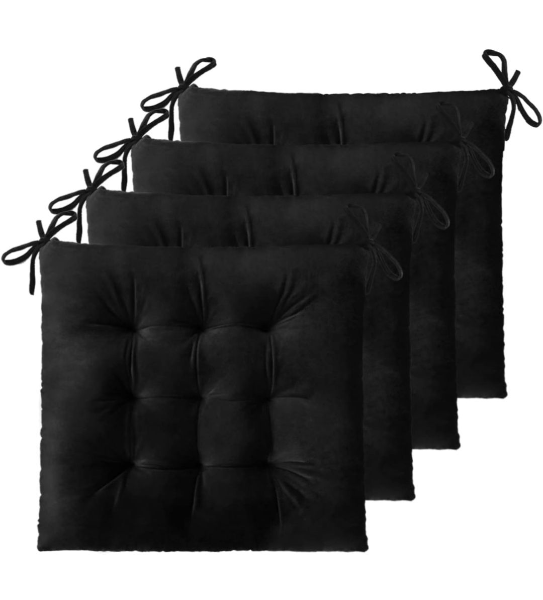 4 Pack Chair Cushions for Dining Chairs Chair Pads Cushion for Kitchen Office Tufted Square Seat Cushion with Ties (18x18inch)