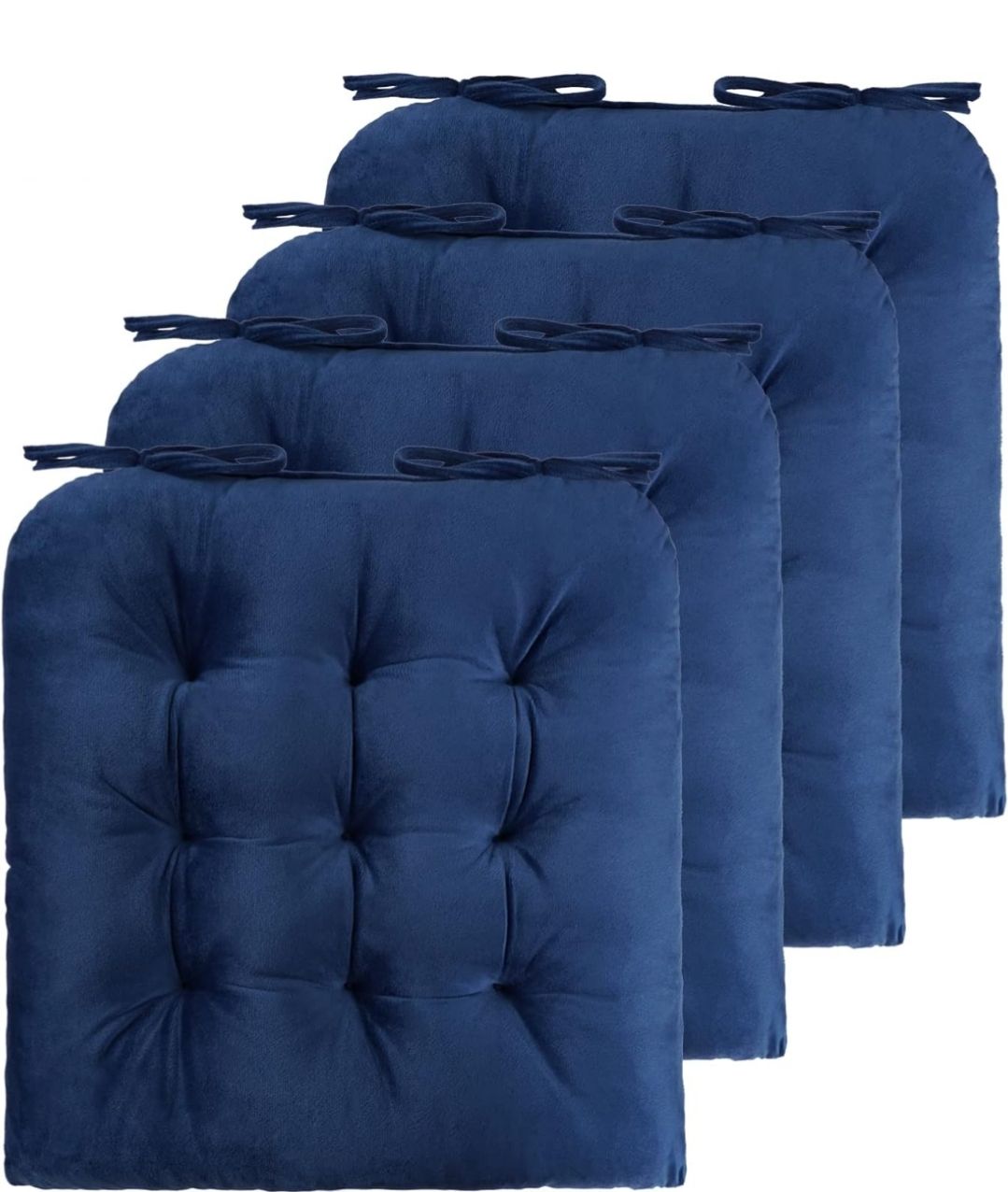 4 Pack Chair Cushions for Dining Chairs Chair Pads Cushion for Kitchen Office Tufted Square Seat Cushion with Ties (18x18inch)