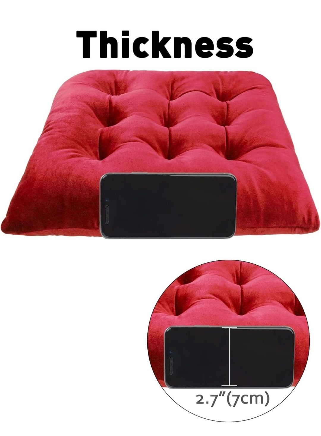 4 Pack Chair Cushions for Dining Chairs Chair Pads Cushion for Kitchen Office Tufted Square Seat Cushion with Ties (18x18inch)