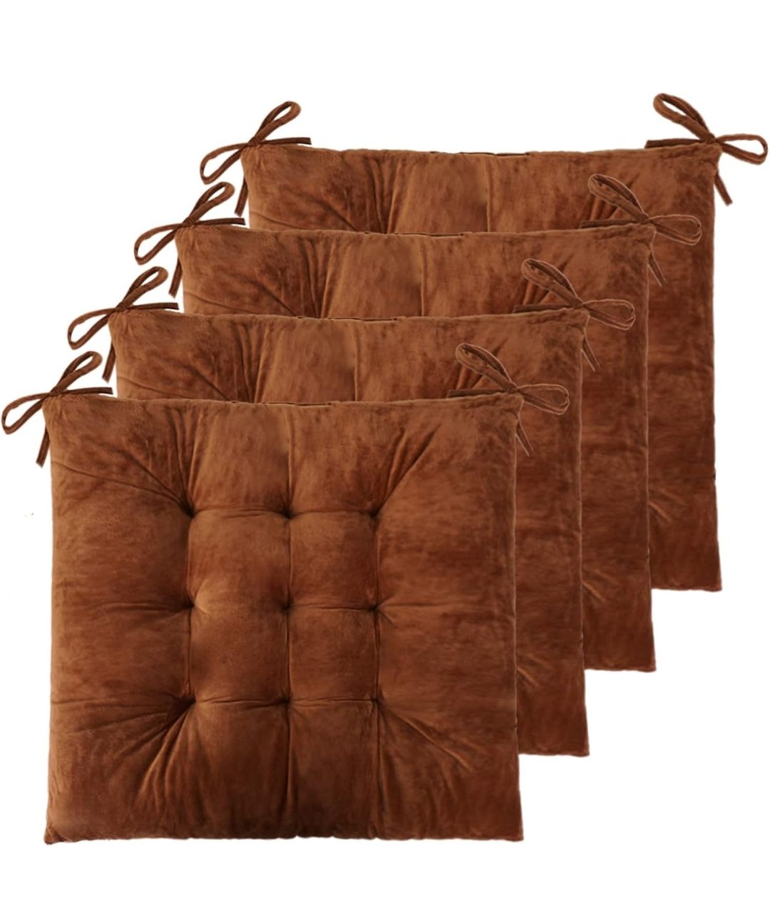 4 Pack Chair Cushions for Dining Chairs Chair Pads Cushion for Kitchen Office Tufted Square Seat Cushion with Ties (18x18inch)