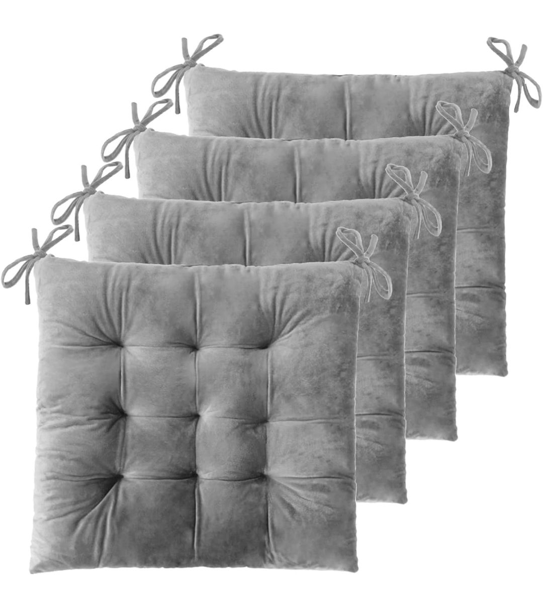 4 Pack Chair Cushions for Dining Chairs Chair Pads Cushion for Kitchen Office Tufted Square Seat Cushion with Ties (18x18inch)