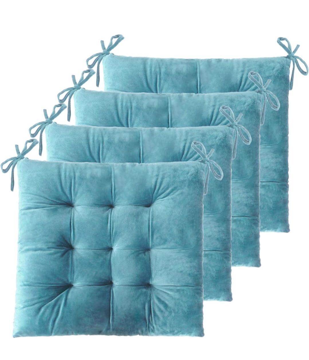 4 Pack Chair Cushions for Dining Chairs Chair Pads Cushion for Kitchen Office Tufted Square Seat Cushion with Ties (18x18inch)