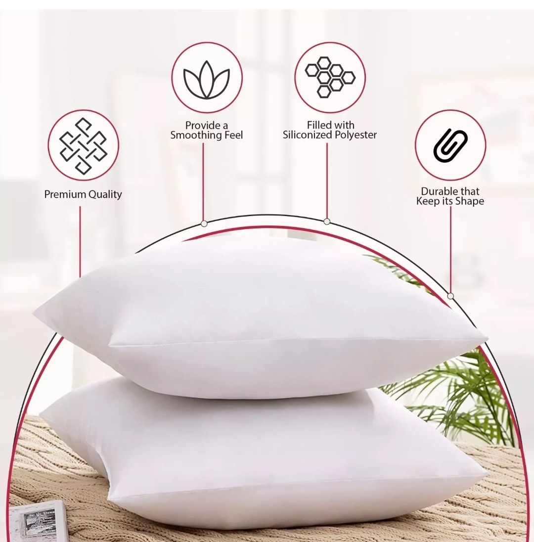 Pack of 4 Throw Pillows Insert Ultra Soft Bed & Couch Sofa Decorative Pillows