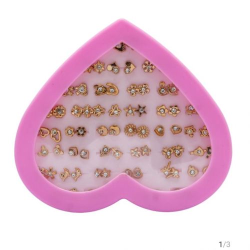 36 Pairs Gold Earrings Set Kids Unisex Studs Jewellery