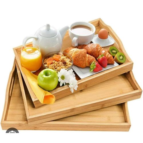 3 in 1 Big sized Bamboo Serving Trays Wooden Serving Trays Bamboo Trays Wooden Trays
