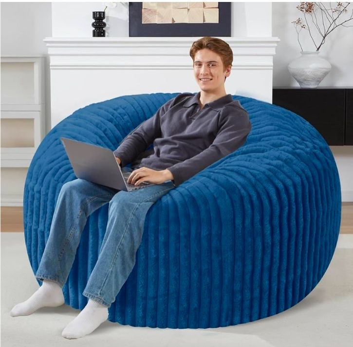 4 FT Bean Bag Chair,4' Big Bean Bag,Large Bean Bag Chairs for Adults with Memory Foam Filled,Comfy Beanbag Chairs Soft Bean Bag Sofa with Dutch Corded Plush Cover