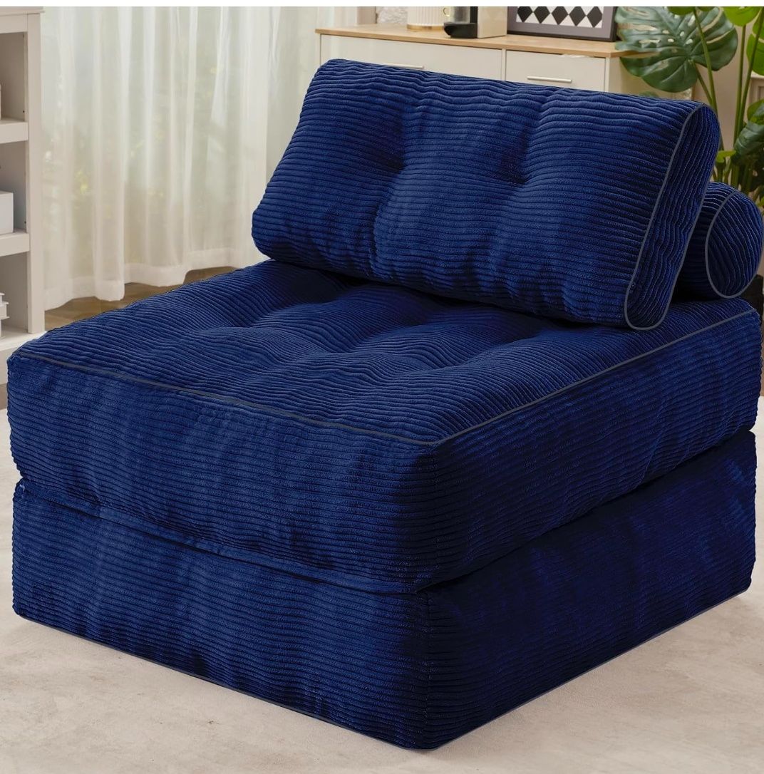 Folding Sofa Bed, Convertible Sleeper Chair Bed w/Dual-Pillow & Handle, Foldable Floor Sofa Lounge w/Back Support for Living Room, Bedroom, Apartment, Office, Single