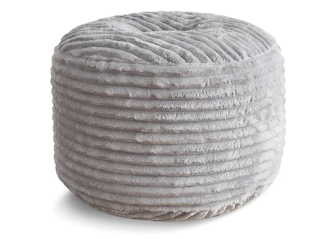 Stuffed Round Pouf Ottoman,Corduroy Foot Rest with Shredded Foam Filling, Lightweight and Fluffy Pouf Storage Ottoman for Living Room,Floor Poufs for Couch,20"x 17"