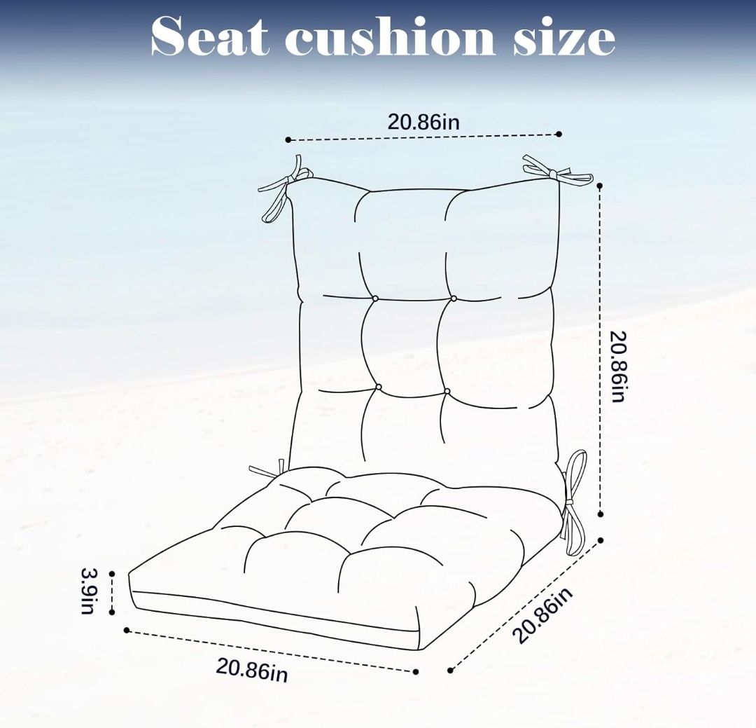 Rocking Chair Pad Non Slip Thick High Back Chair Cushion Set for Outdoor Furniture with Ties 41.7"*20.8"(Cushions Only,No Chair)