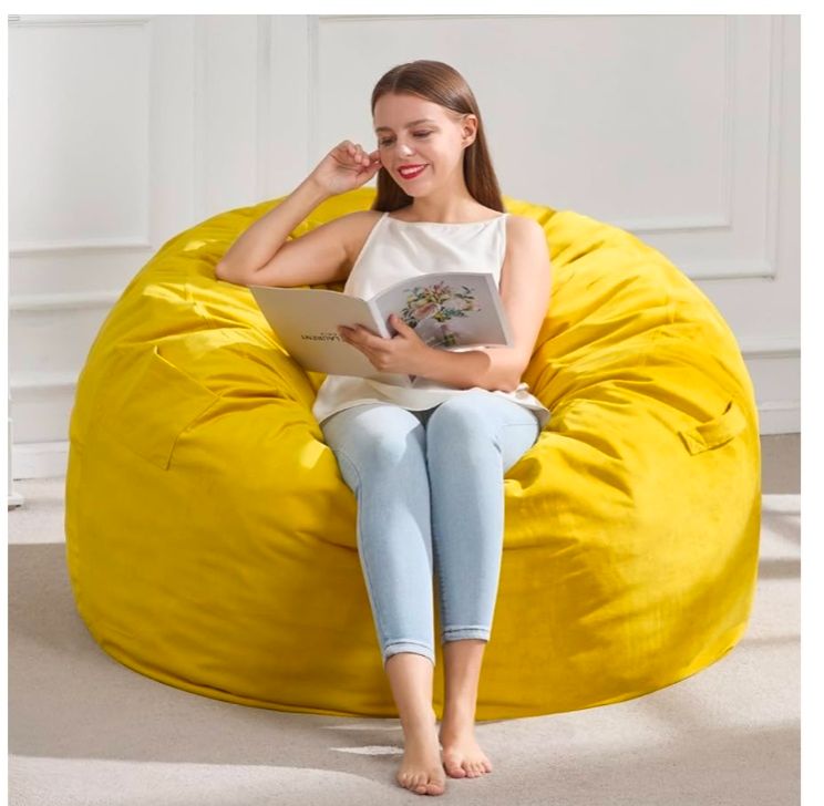 3FT Bean Bag Chair Giant Bean Bag Chairs for Adults Large Bean Chairs with Removable Cover, Beanbag Chair with Filler, Adult Bean Bag Chairs for Living Room, Bedroom