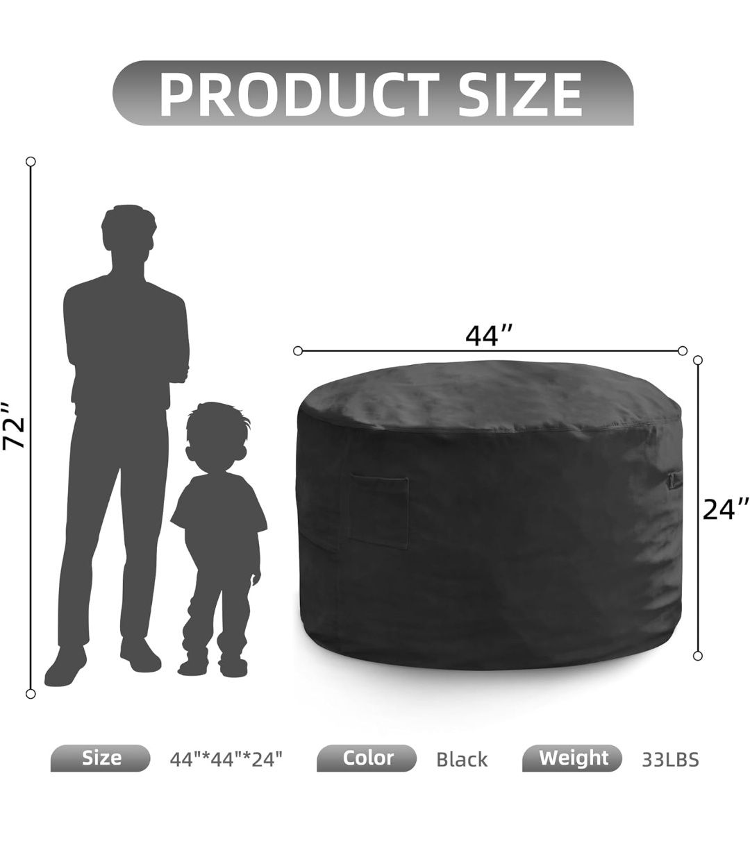 3FT Bean Bag Chair Giant Bean Bag Chairs for Adults Large Bean Chairs with Removable Cover, Beanbag Chair with Filler, Adult Bean Bag Chairs for Living Room, Bedroom